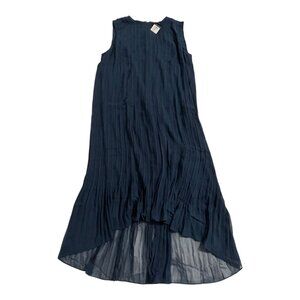 Club Monaco Pleated High-Low Dress Navy Womens Size 12 NWT $279 MSRP